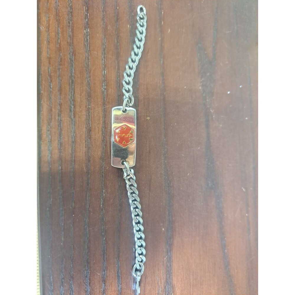 Medical Alert Bracelet Red Enamel Anticoagulant Coumadin